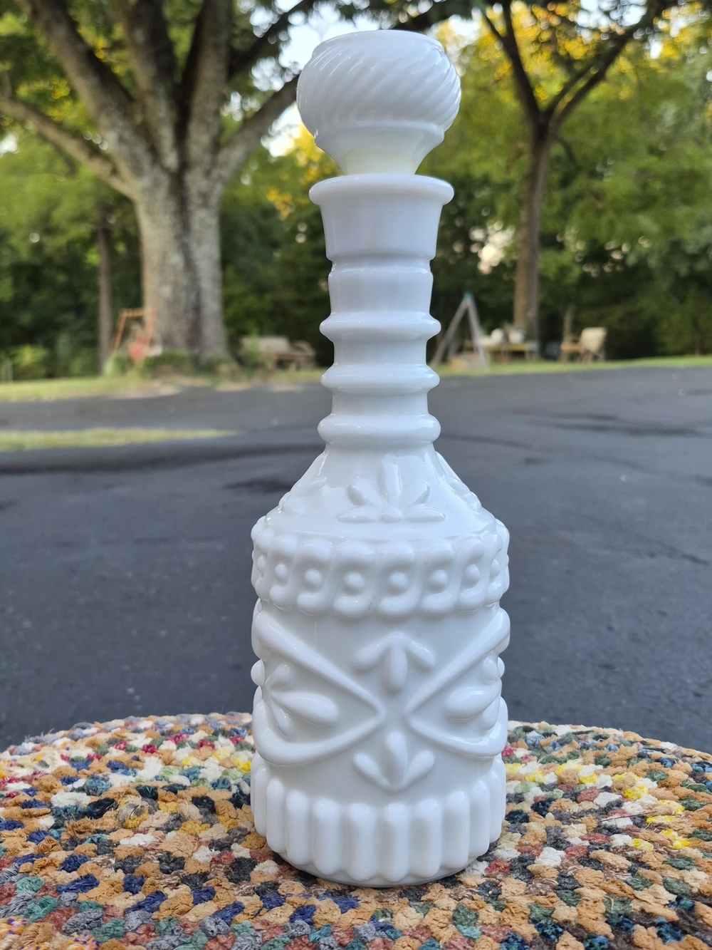 Vintage 1969 Jim Beam white milk glass decanter